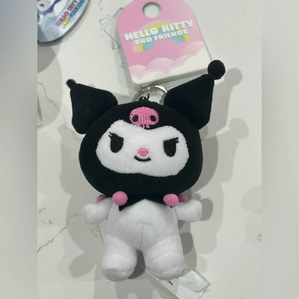 Sanrio Kuromi Cute Black and Pink Plush Keychain